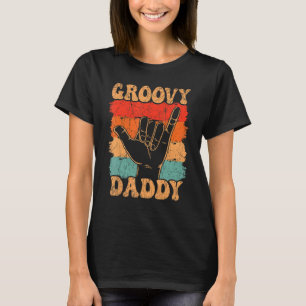 Mens Groovy Daddy 70s Aesthetic Nostalgia 1970's R T-Shirt