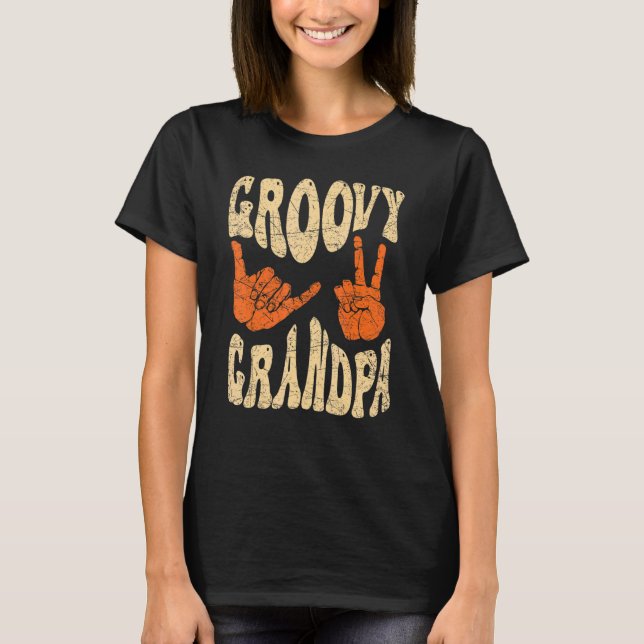 Mens Groovy Grandpa 70s Aesthetic Nostalgia 1970's T-Shirt (Front)