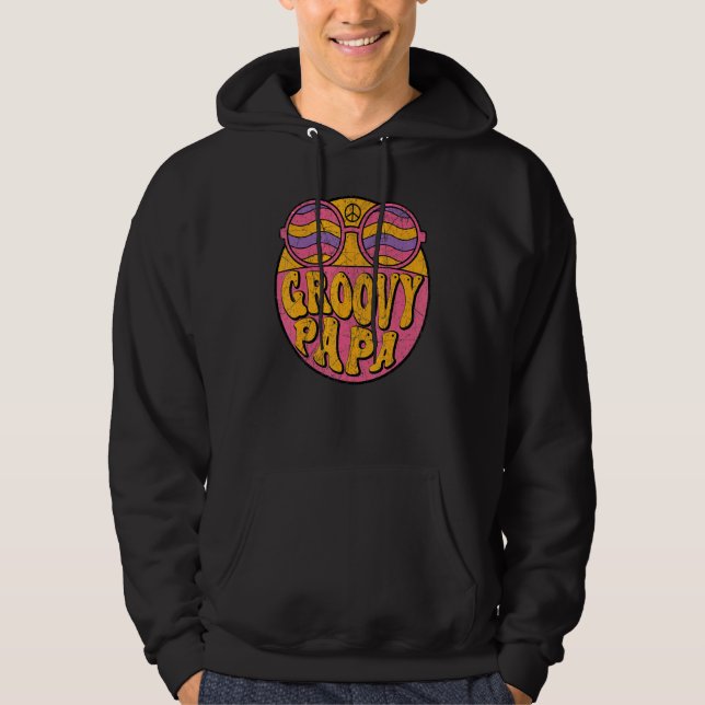 Mens Groovy Papa 70s Aesthetic Nostalgia 1970's Re Hoodie (Front)