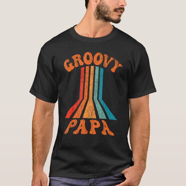 Mens Groovy Papa 70s Aesthetic Nostalgia 1970's Re T-Shirt (Front)