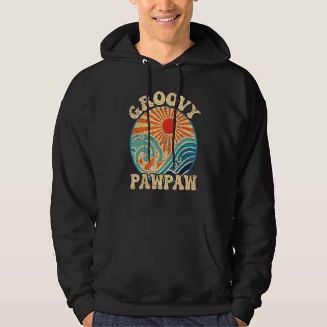 Mens Groovy Pawpaw 70s Aesthetic Nostalgia 1970's  Hoodie (Front)