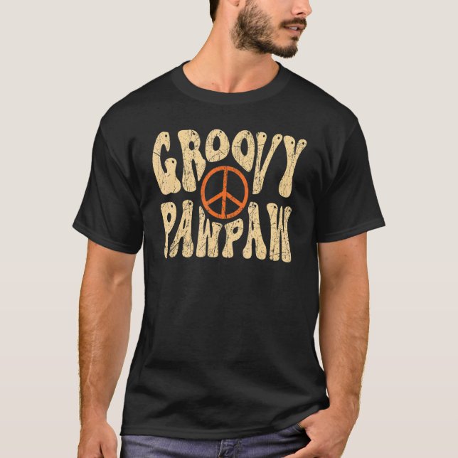 Mens Groovy Pawpaw 70s Aesthetic Nostalgia 1970's  T-Shirt (Front)