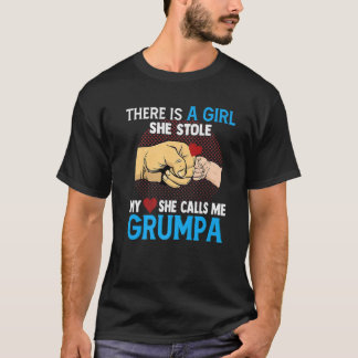 Mens Grumpa Fathers Day From Wife And Daughter She T-Shirt