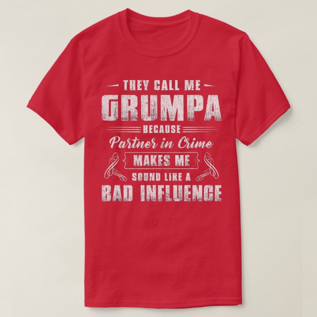 Mens Grumpa Partner In Crime  Funny Grandpa Father T-Shirt (Design Front)