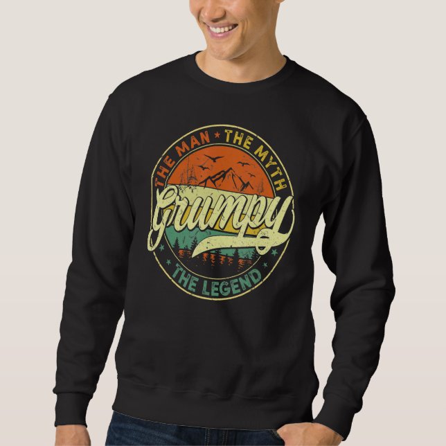 Mens Grumpy Man Myth Legend  Father's Day  Men Gra Sweatshirt (Front)