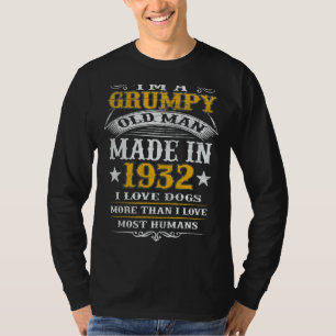 Mens Grumpy Old Man Made In 1932 90th Birthday T-Shirt