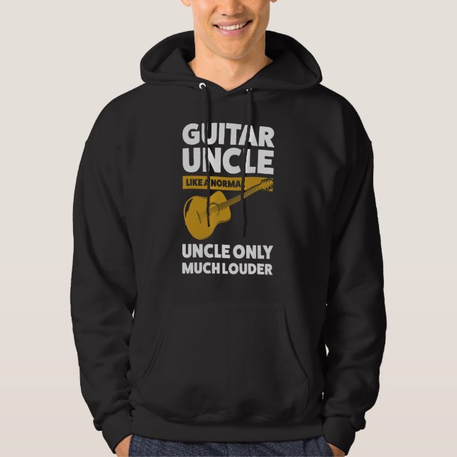 Mens guitar uncle like a normal guitar string inst hoodie (Front)