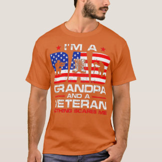 Mens Gun American Flag I'm A Dad Grandpa And A Vet T-Shirt