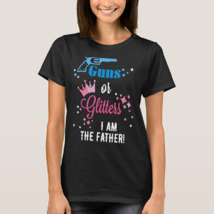 Mens Guns or Glitter Gender Reveal Shirt For Dad,