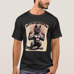 Mens Gym Cat Workout Muscle Six Pack Powerlifting T-Shirt