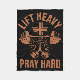 Mens Gym Christian Workout Dad Lift Heavy Pray Har Fleece Blanket
