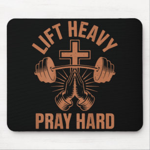 Mens Gym Christian Workout Dad Lift Heavy Pray Har Mouse Mat