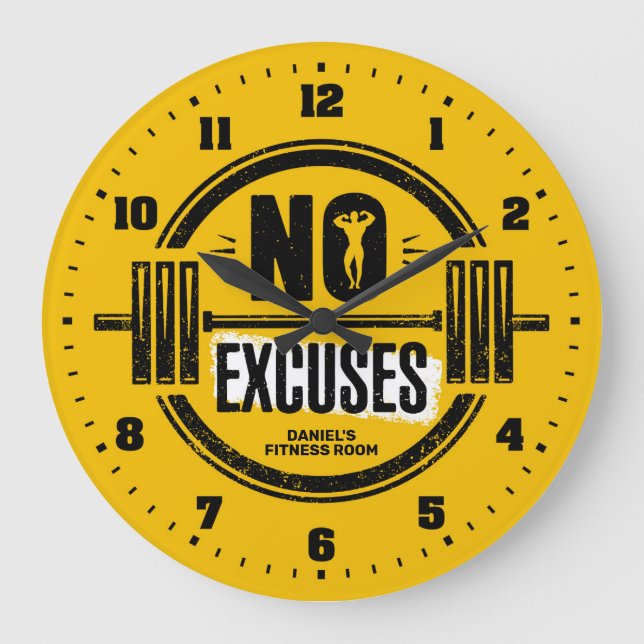 Men's Gym Fitness Room Personalised Wall Clock (Front)