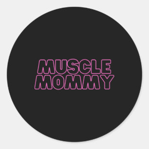 Mens Gym Muscle Mummy Pump Cover For Women Pink  Classic Round Sticker