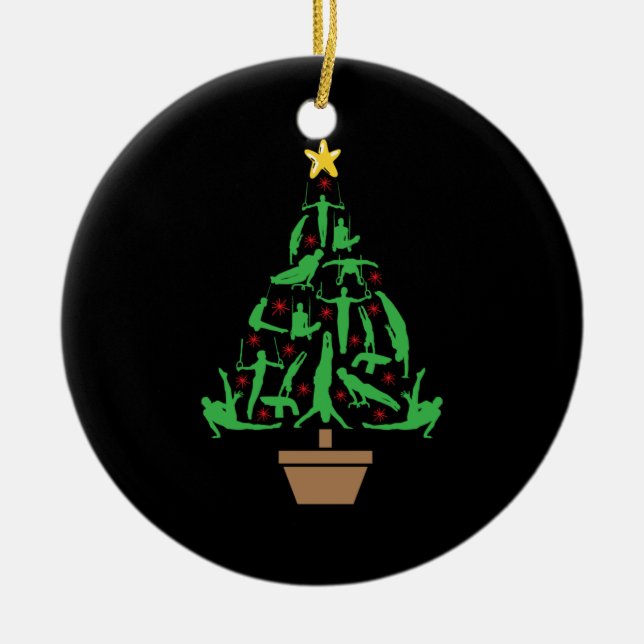Men's Gymnastics Christmas Tree Ceramic Tree Decoration (Front)