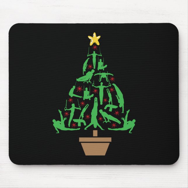 Men's Gymnastics Christmas Tree Mouse Mat (Front)