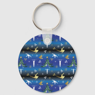 Men's Gymnastics Christmas Tree Snowflake Key Ring