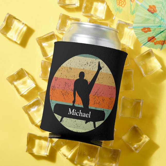 Mens Gymnastics Custom Male Gymnast at Sunset Can Cooler (In Situ Summer)