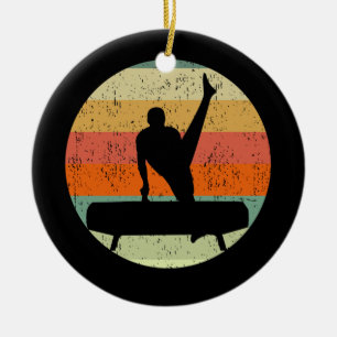 Mens Gymnastics Male Gymnast at Sunset Ceramic Tree Decoration