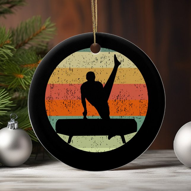 Mens Gymnastics Male Gymnast at Sunset Ceramic Tree Decoration (Creator Uploaded)