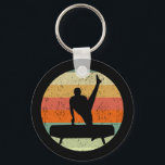Mens Gymnastics Male Gymnast at Sunset Key Ring<br><div class="desc">Mens Gymnastics Boys Team Sunset. Strong male gymnast on a pommel horse in front of a cool retro sunset image.</div>