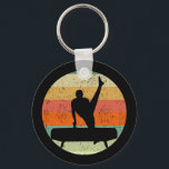 Mens Gymnastics Male Gymnast at Sunset Key Ring<br><div class="desc">Mens Gymnastics Boys Team Sunset. Strong male gymnast on a pommel horse in front of a cool retro sunset image.</div>