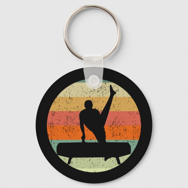 Mens Gymnastics Male Gymnast at Sunset Key Ring (Front)