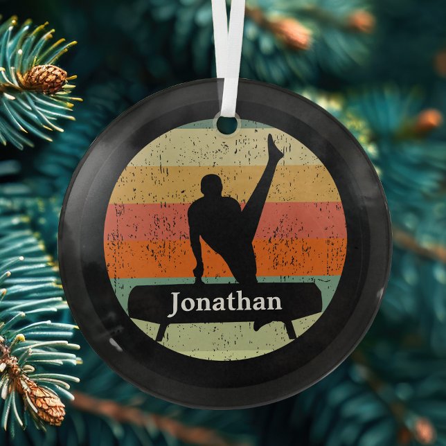 Mens Gymnastics Male Gymnast Custom Christmas Glass Tree Decoration (Creator Uploaded)
