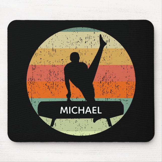 Mens Gymnastics Male Gymnast Sunset Monogram Mouse Mat (Front)