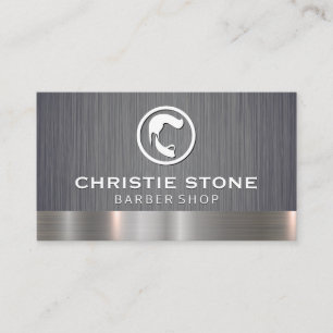 Mens Hair Beard Icon   Metallic Brushed Background Business Card