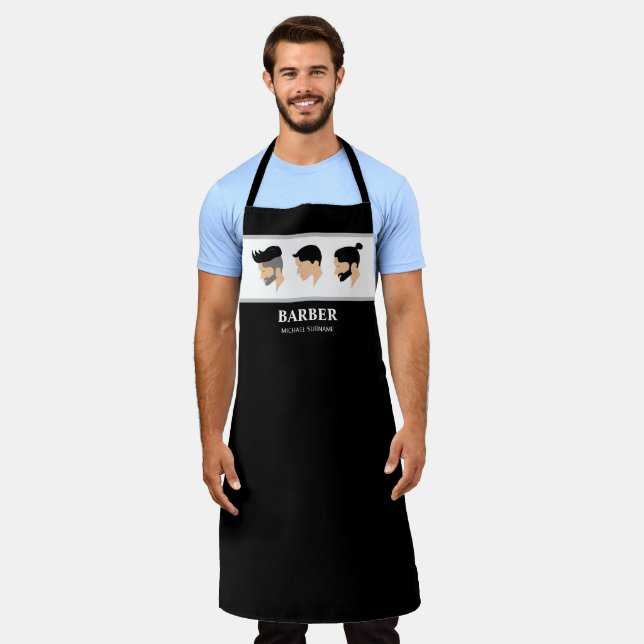 Men's Hair Styles Illustration Barber Hair Stylist Apron (Worn)