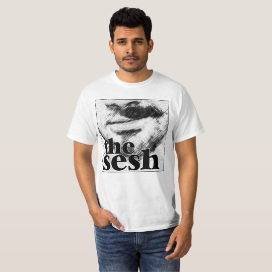 Men's "Halfstache In The Sesh" White Tee