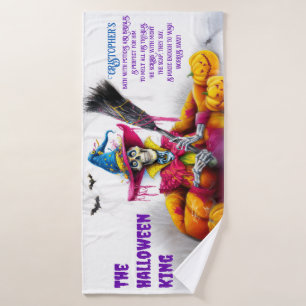 Men's Halloween King Spooky Skeleton Bath Towel Set