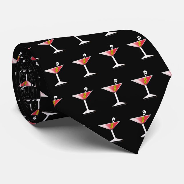 Mens Halloween Necktie Bloody Martini Novelty Tie (Rolled)