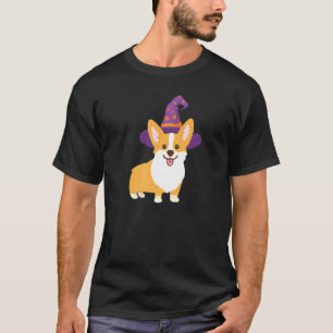 Mens Halloween Pembroke Welsh Corgi Witchs Hat T-Shirt
