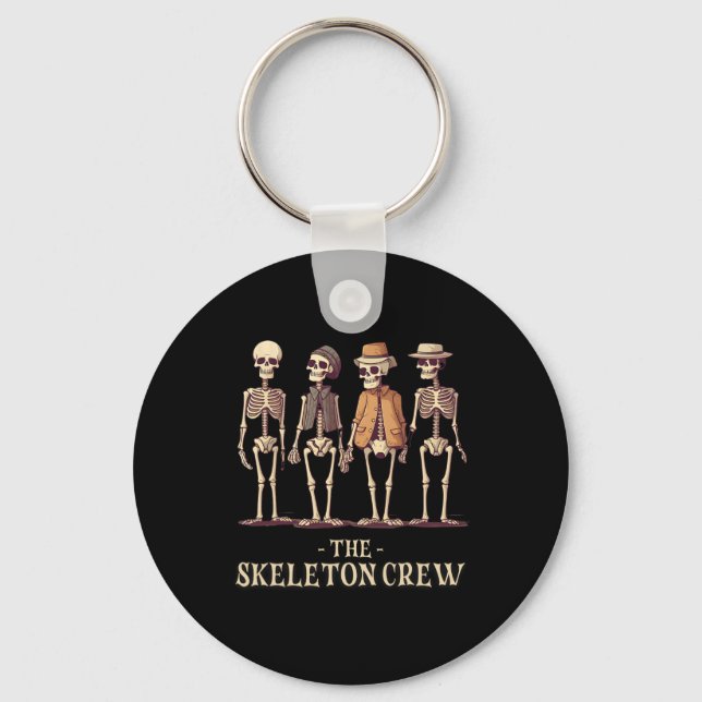 Men's Halloween Skeleton Crew  Key Ring (Front)