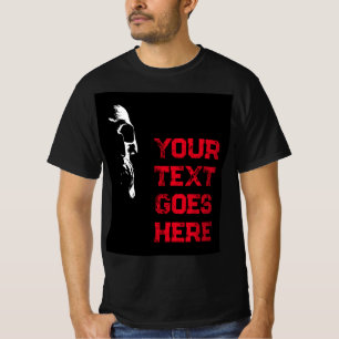 Mens Halloween Skull Distressed Text Black Red T-Shirt