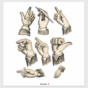 Mens hand Gestures drawings Vintage art 