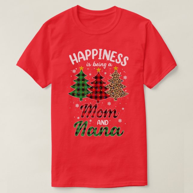 Mens Happiness is being a Mum and Memaw Leopard Ch T-Shirt (Design Front)