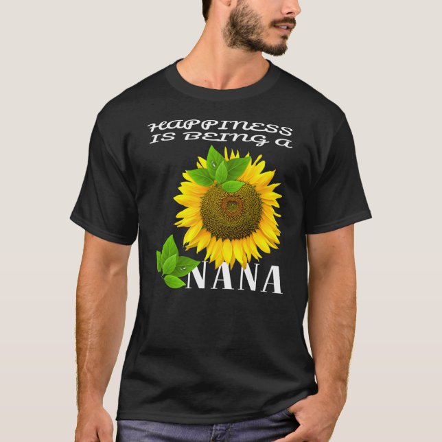 Mens Happiness Is Being A Nana Sunflower Lover T-Shirt (Front)