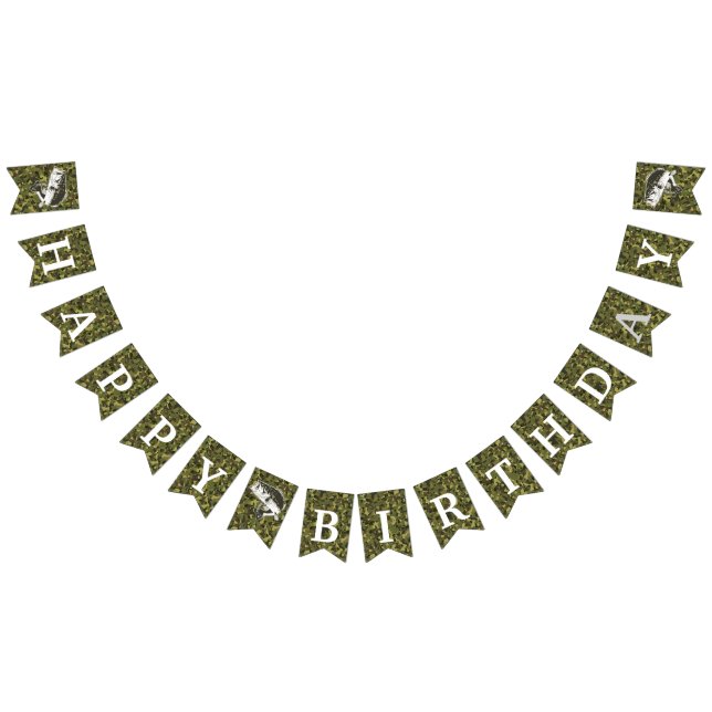 Men's Happy Birthday Big Bass Fishing Camouflage  Bunting (All)