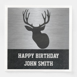 Men's Happy Birthday Deer Hunting Napkins