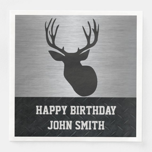 Men's Happy Birthday Deer Hunting Napkins (Front)