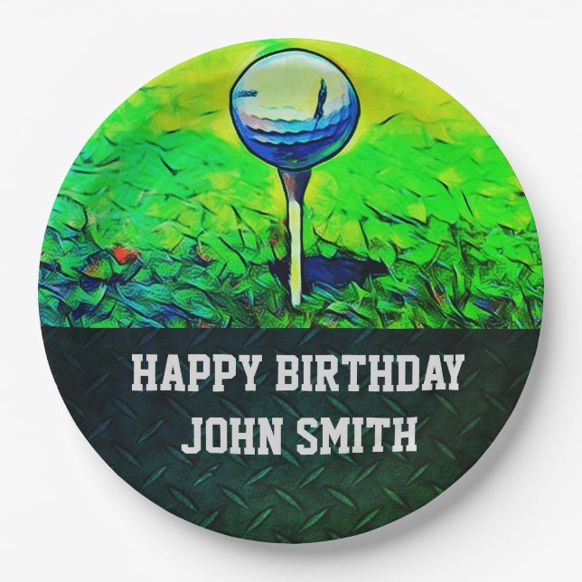 Men's Happy Birthday Golf Plates (Front)