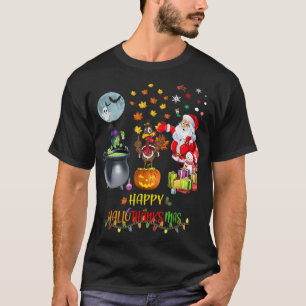 Mens Happy Hallothanksmas Funny Hallowee T-Shirt