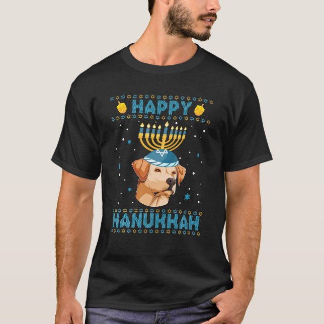 Mens Happy Hanukkah Labrador Hanukkah Ugly Sweater (Front)