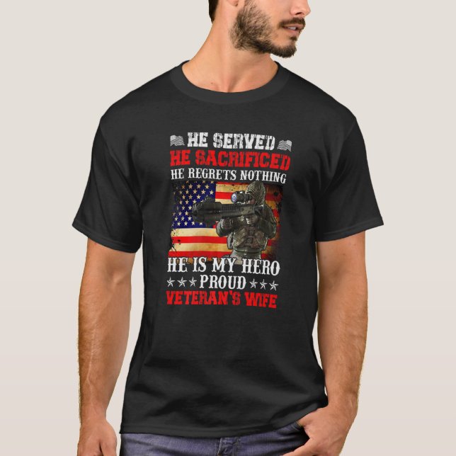 Mens He Served He Sacrificed He Is My Hero Proud V T-Shirt (Front)