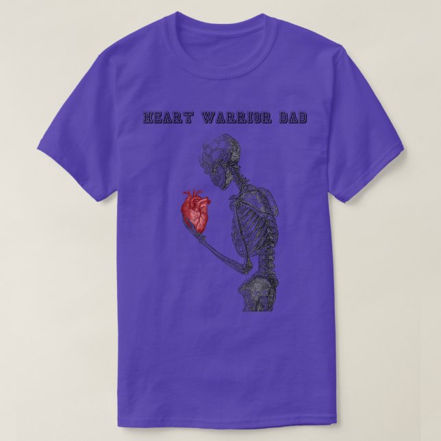 Mens Heart Warrior Dad Skeleton Human Heart Diseas T-Shirt (Design Front)
