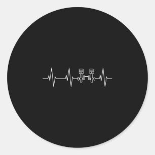 Mens heartbeat crankshaft piston engine workshop classic round sticker
