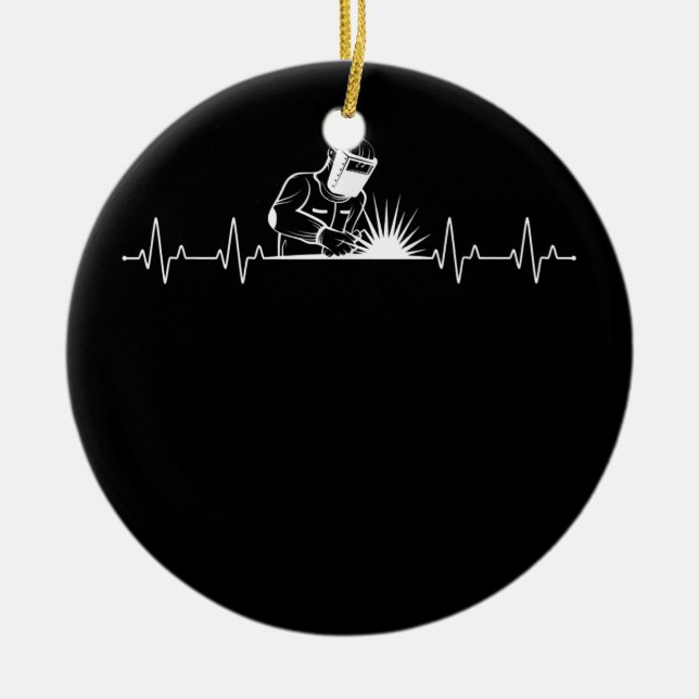Mens heartbeat welding heartbeat welder welder ceramic tree decoration (Front)